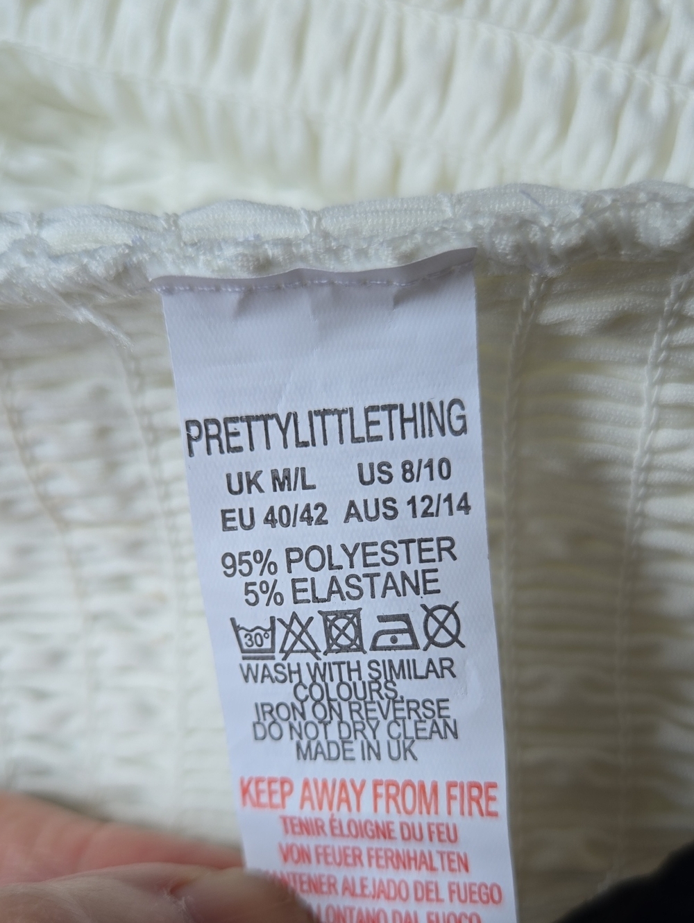 NWT PrettyLittleThing White Shirred Bandeau Top M/L - Picture 5 of 8